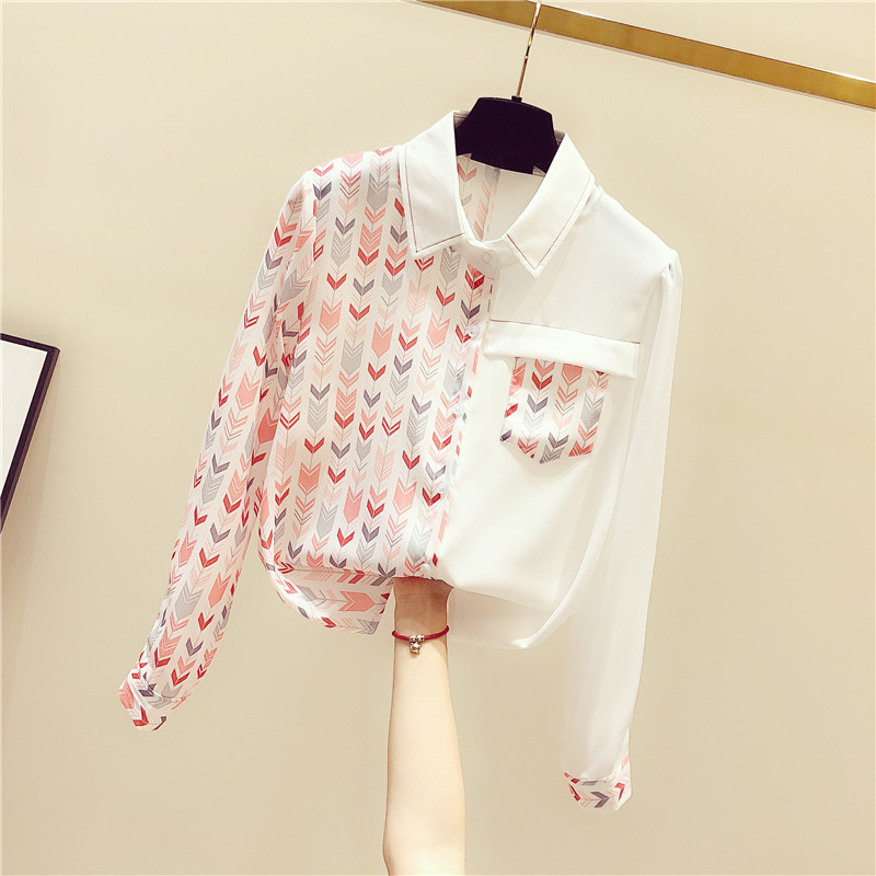 South Korean design sensation Little crowdblouse Women's spring and autumn thinned snow-spun shirt fashion Crushed Flowers Sunscreen Cardigan Shirt