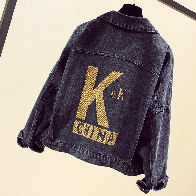 South Korea Spring Autumn New Design Sensation Little Crowdblack Denim Jacket Woman Short of loose Small Tooling Jacket Tide