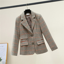 South Korea Plaid Suit Jacket Woman 2020 Chunqiu New Korean version easing Inn Wind Leisure Ms Little West Suit Tide