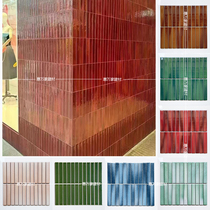 Retro long green mosaic tiles bathroom bathroom wall tiles restaurant background bar wall decoration main material