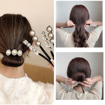 Meatball head plate hair artifact lazy simple fluffy Korean elegant flower head Joker hair ornaments Net red belt Diamond headdress