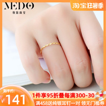 18K gold ring female fine subsection wave pattern forefinger middle finger ring Au750 original design minimalist twist vegetarian ring