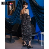 Krazy Сексуальный ретро мегафон, шифоновая весенняя длинная юбка, платье, цветочный принт