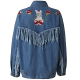 Krazy Модная джинсовая куртка для отдыха, с вышивкой, оверсайз