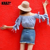 Krazy Приталенная джинсовая юбка, с вышивкой, облегающий крой