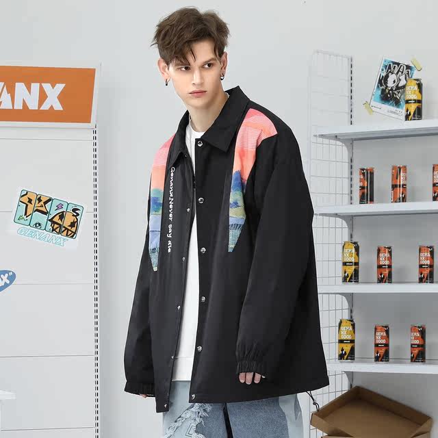 ຍີ່ຫໍ້ແຟຊັ່ນຟ້າຜ່າ GENANX 22FW ແນວໂນ້ມແຫ່ງຊາດໃຫມ່ວ່າງສີ contrasting ຮູບແຕ້ມຝ້າຍ coat ຄູ່ເສື້ອ jacket ຝ້າຍອົບອຸ່ນສໍາລັບຜູ້ຊາຍ
