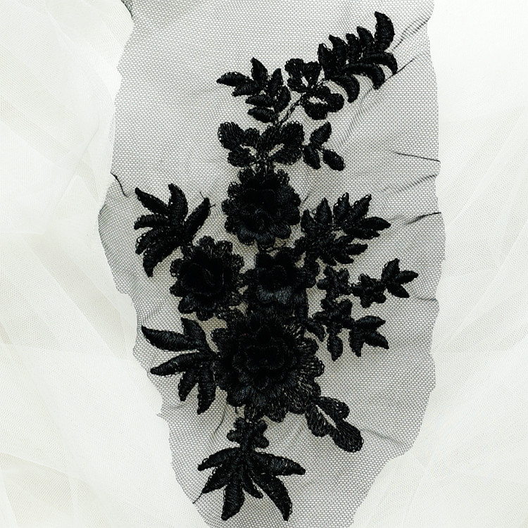 Handgefertigte Perlen 3D Hochzeitskleid-Applikation, DIY Braut-Kopfschmuck, Elfenbeinweißer Spitzenkragen, Stoff-Patch, RS1167, 10 Stück – Detail 17