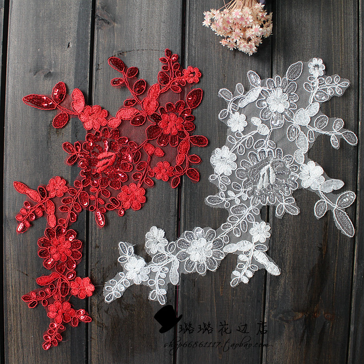 New ivory white wedding headdress veil flower sequins pair of flowers handmade DIY flower accessories lace