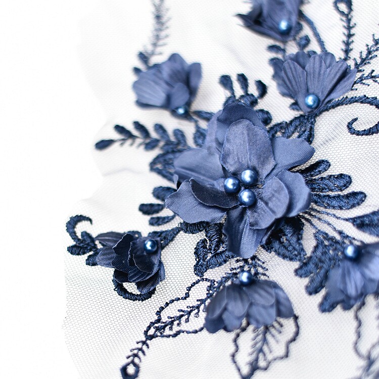 Multicolored 3D Cubic flower embroidered nail beads lace flower sheet DIY wedding dresses Muslim headscarf lace flowers