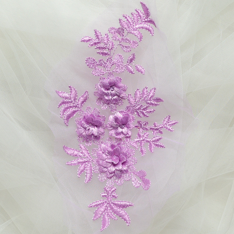 Handgefertigte Perlen 3D Hochzeitskleid-Applikation, DIY Braut-Kopfschmuck, Elfenbeinweißer Spitzenkragen, Stoff-Patch, RS1167, 10 Stück – Detail 12
