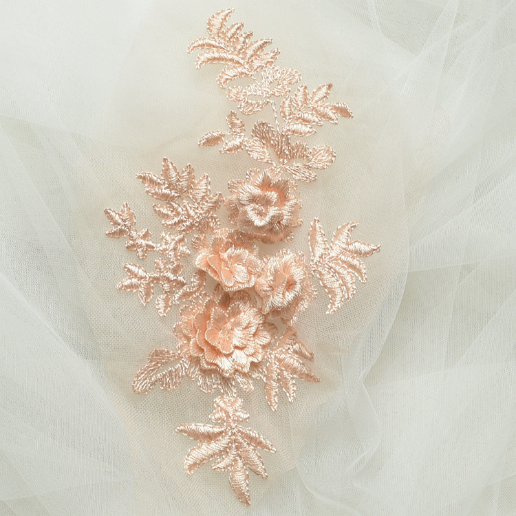 Handgefertigte Perlen 3D Hochzeitskleid-Applikation, DIY Braut-Kopfschmuck, Elfenbeinweißer Spitzenkragen, Stoff-Patch, RS1167, 10 Stück – Detail 14