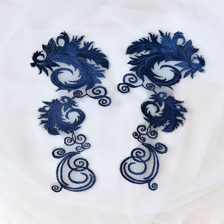 Flat embroidered embroidery lace flower wedding dress handmade DIY material fabric clothing clothing cloth applie with accessories white