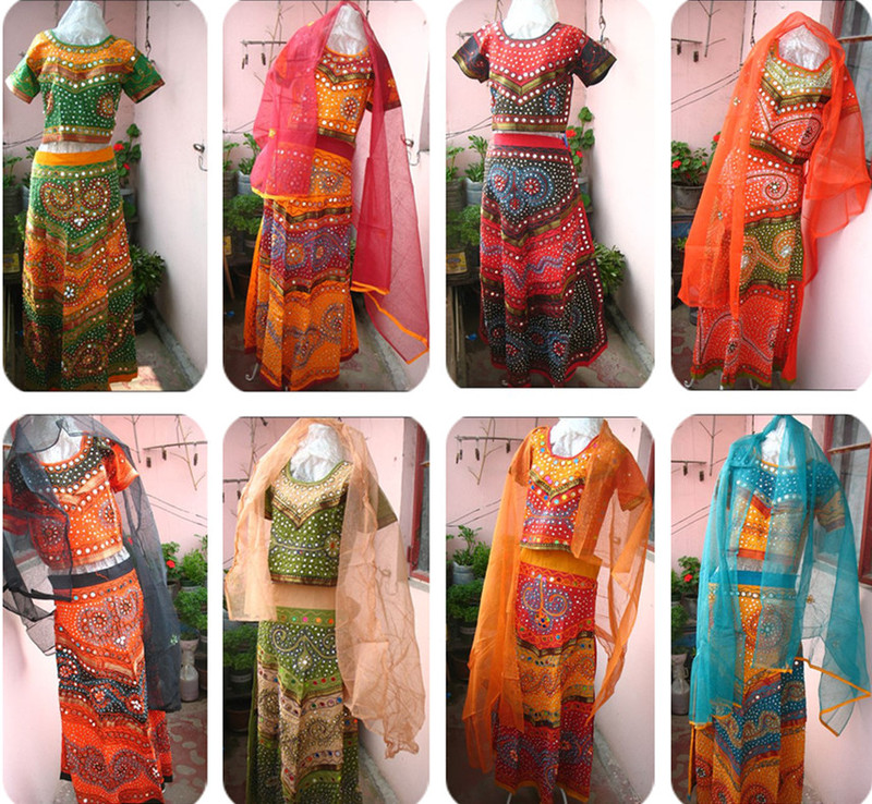 Clearance Indian Authentic Punjabi Top, Skirt, Veil, Beaded Handmade Luxurious Dress Set