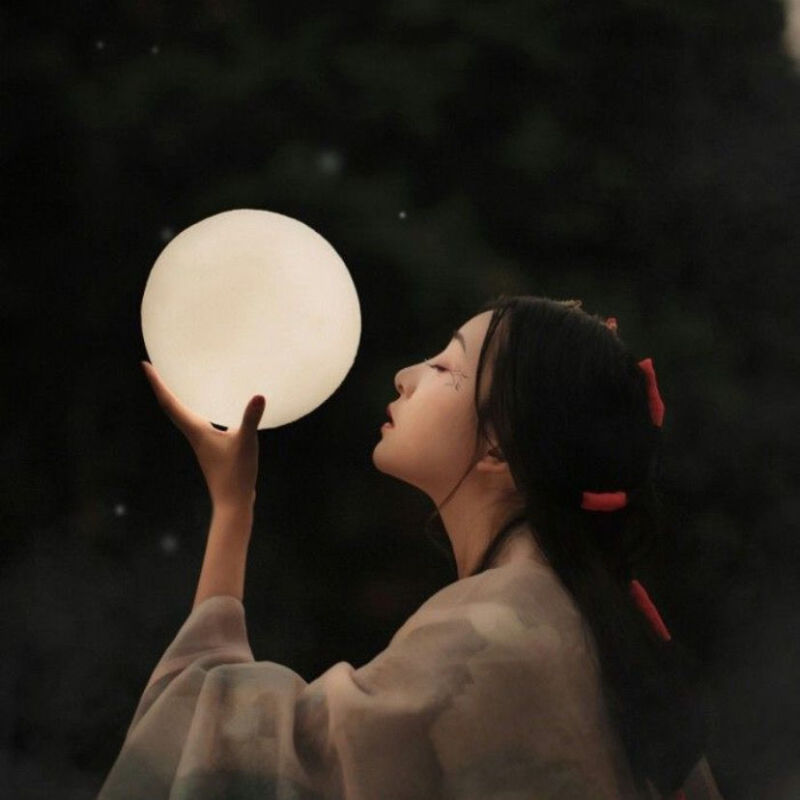 2023 Ancient Style Hanfu Photography Props Moon Lamp Glowing Photo Theme Creative Night Scene Ancient Costume Beauty Photography