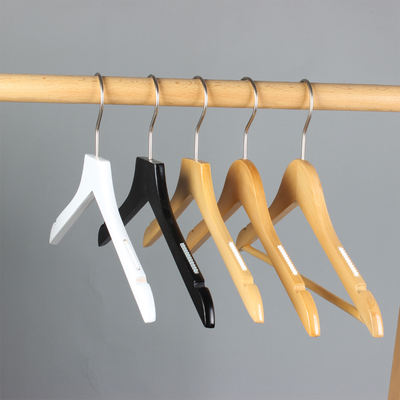 Painted coat hangers for children and adults, anti-slip clothes, seamless trouser clips, natural wood color, black and white clothes, supporting high-end hotels