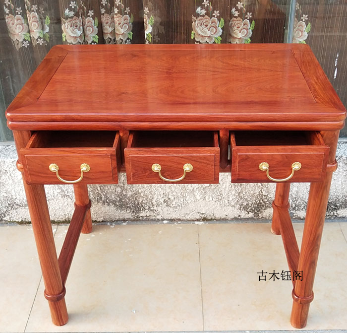 Bàn gỗ gụ gỗ rắn Cây kim ngân hoa hồng bàn mới Trung Quốc học sinh tiểu học bàn máy tính bàn gỗ hồng mộc - Bàn bàn học sinh có giá sách