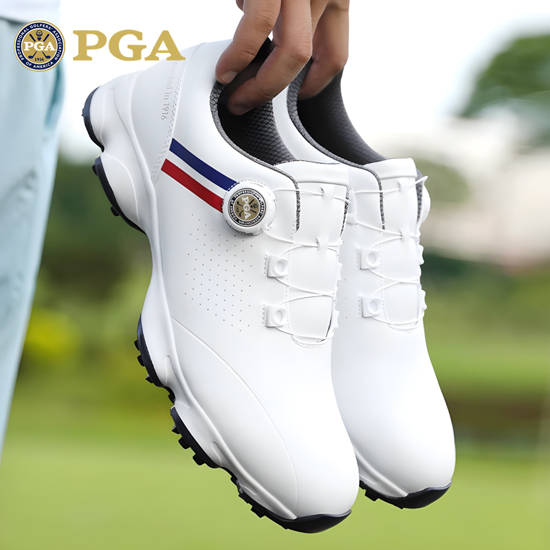 American Pga Wide-Fit Golf Shoes for Men, Waterproof Men's Shoes, Knob Laces, Anti-Slip Spikes, Soft Rubber Midsole American Pga Wide-Fit Golf Shoes for Men, Waterproof Men's Shoes, Knob Laces, Anti-Slip Spikes, Soft Rubber Midsole
