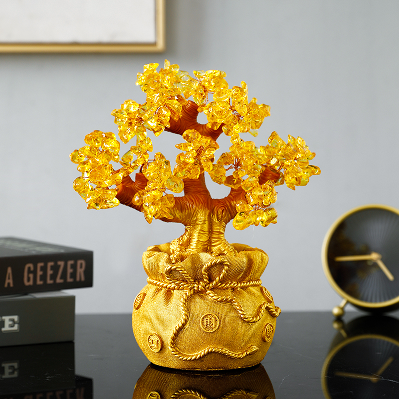 Cash-in-money tree swinging pieces TV cabinet Wine Cabinet Decorations Chinese Desk Furnishing Opening for the Opening of a New Residence Gift