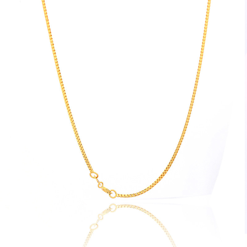 K gold necklace women fashion box chain all match white gold color gold rose gold necklace women 18k collarbone