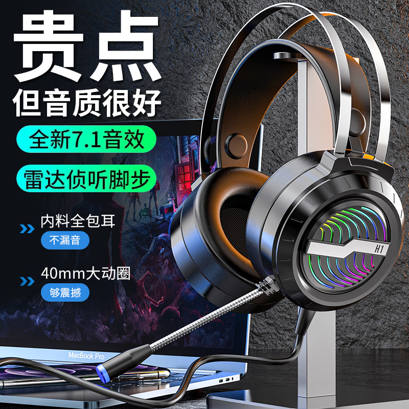 电脑耳机头戴式耳麦有线电竞游戏带麦克风话筒手机台式笔记本专用