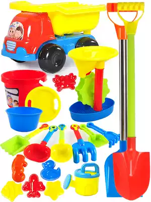 Children's beach toy car Large baby playing with sand digging hourglass shovel tool Cassia boy toy set