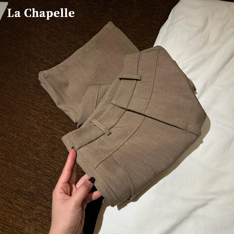 La Chapelle Old Money Style Women's Suit Pants Spring/Summer 2026 New Khaki High-Waisted Drapey Straight Wide-Leg Pants