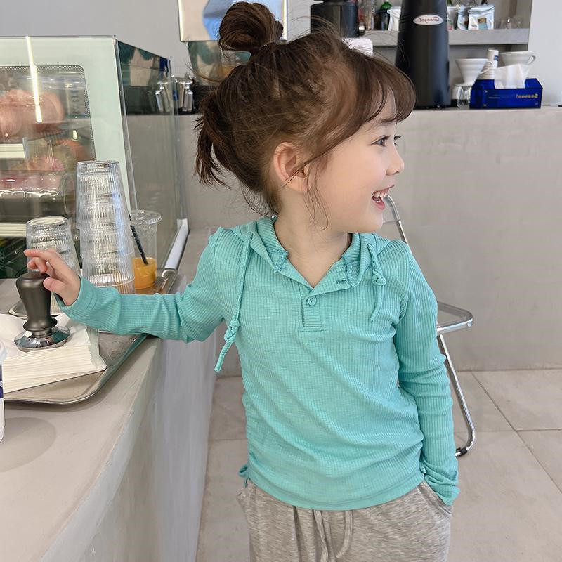 Girl's Long Sleeve T-shirt Autumn Kids Fan Fan Fan Fan Sleeve Cotton Children's Cotton Cotton Sweater Spring and Autumn Clothing