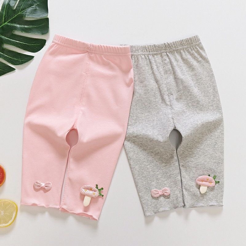 Summer 1-year-old baby girl cotton thin leggings 3-9 months baby can open file big PP pants girls cropped pants