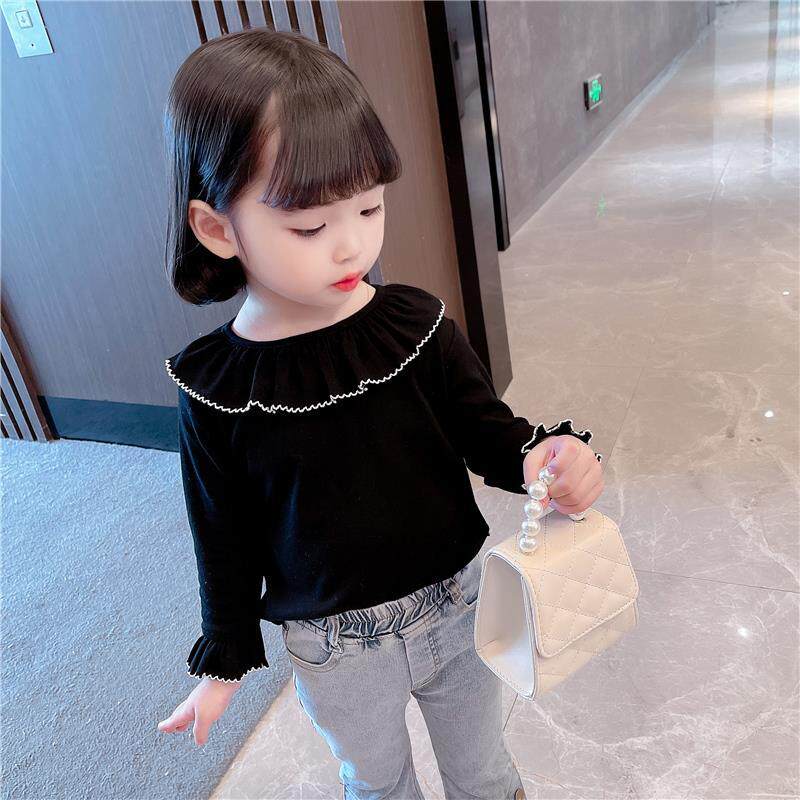 Girl Long Sleeve T-shirt Spring and Autumn Pure Cotton Baby Gas Tops Kids Autumn Clothing Kids Fall Clothing T