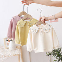 Girls Autumn Sweater Embroidery 2022 Spring and Autumn 2022 new childrens baby tops pure cotton - blouse