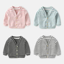 Baby jacket 1-3-year-old boy girl cardiovert sweater pure cotton foreign air spring autumn clothing 2 baby toddler blouse