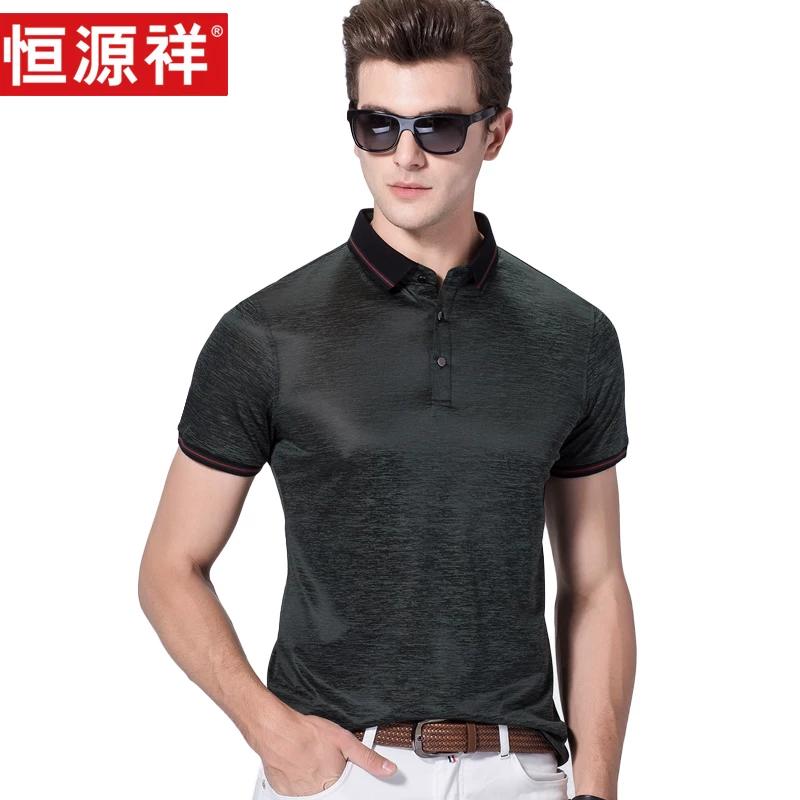 恒源祥 Solid silk short sleeve T-shirt, polo