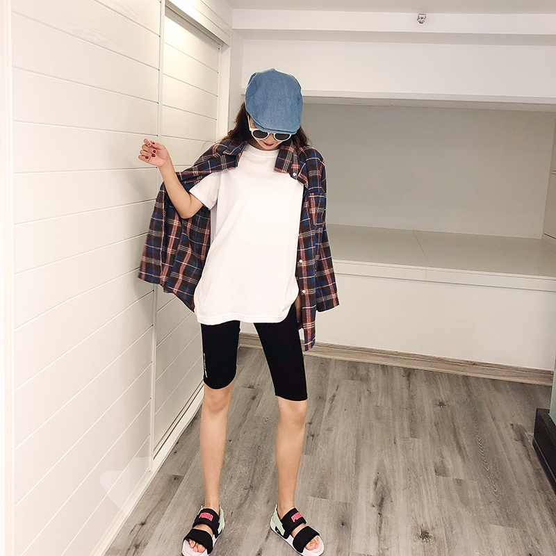 Mùa hè đen thể thao chạm đáy năm điểm quần short phụ nữ mặc cotton mỏng phần thời trang thể dục bó sát kéo dài 5 điểm quần short - Quần short quần short nữ thời trang