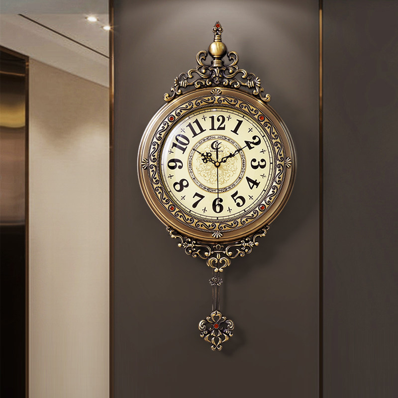 Eurostyle light and luxurious metal living room hanging bell modern atmosphere minimalist fashion clock home art decoration hanging wall clocks-Taobao