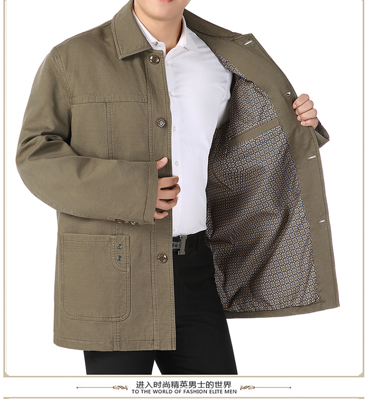 Mùa xuân trung niên và mùa thu nam mới giản dị cộng với áo khoác phân bón XL áo khoác cotton trung niên áo khoác nam dù
