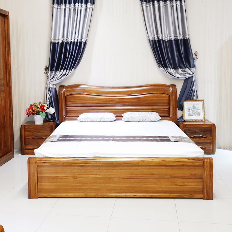 Iwood ten culvert urkin wood solid wood bed 1 8 1 5m Double beds Bedroom main bedroom Wedding Bed Log Full Solid Wood Furniture