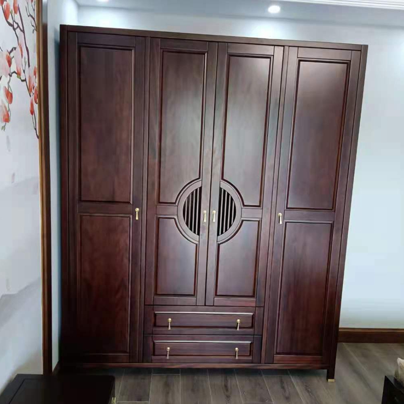 Iwood Ten - koshine ) Black sandal wood four doors of wardrobe new Chinese - style Zen Wardrobe locker flat log bedroom