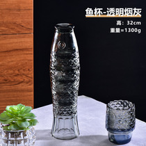 Spanish Creativity Brocade Carp Cup Transparent Stackable Water Glass Suit Laminated Cup Home Fish-shaped Glass Goblet