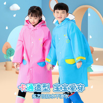 Cute Fashion School Bag Raincoat Baby Children Elementary Students Thickened Rain Cape Cartoon Male Girl Little Fresher Detachable