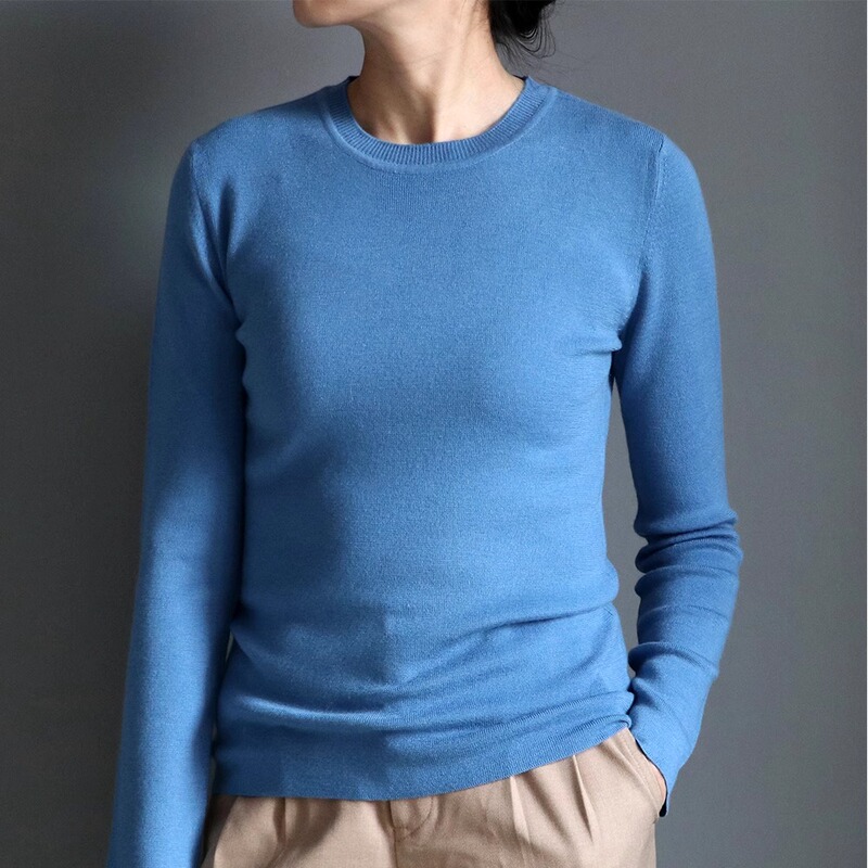 Gaedy Kvss 68S/3 16-Gauge Worsted Base Layer 100% Cashmere Crew Neck Slim-Fit Cashmere Sweater
