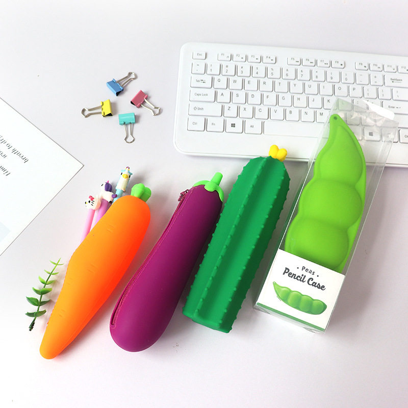 Korean Creative Stationery Supplies Cartoon Candy Silicone Pen Bag Cashier Bag Emulation Vegetable Pen Bag Student Lead Pencil Case