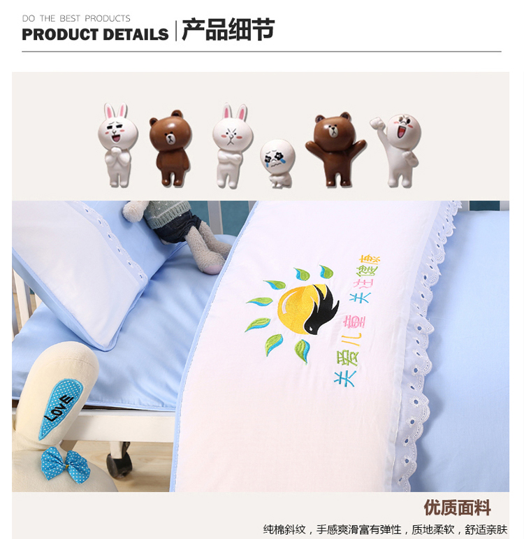Bông mẫu giáo quilt ba mảnh thiết lập với core trẻ em mùa đông cotton màu tinh khiết satin quilt cover bộ đồ giường nap core 	bộ chăn ga cho bé trai	