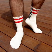 ins simple white cotton Korean version trend mens sports leisure skateboard breathable perspiration fashion socks