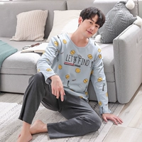 Bộ đồ ngủ nam mùa thu cotton dài tay đặt mùa thu cho nam học sinh trung học đồ pijama nam