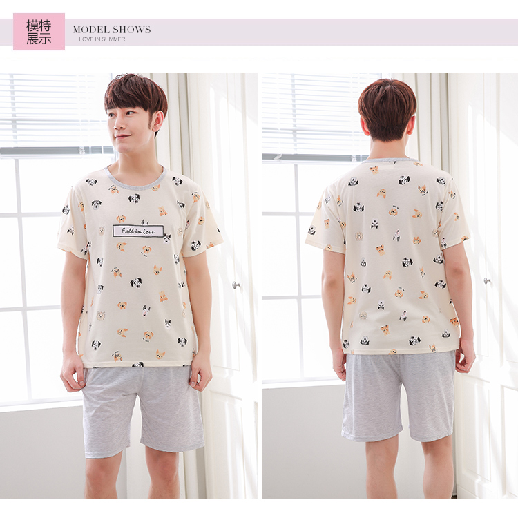 Mùa hè của nam giới đồ ngủ mùa hè ngắn tay cotton thanh niên junior học sinh trung học cotton phần mỏng phương thức nửa tay áo phù hợp với đồ ngủ nam mùa đông
