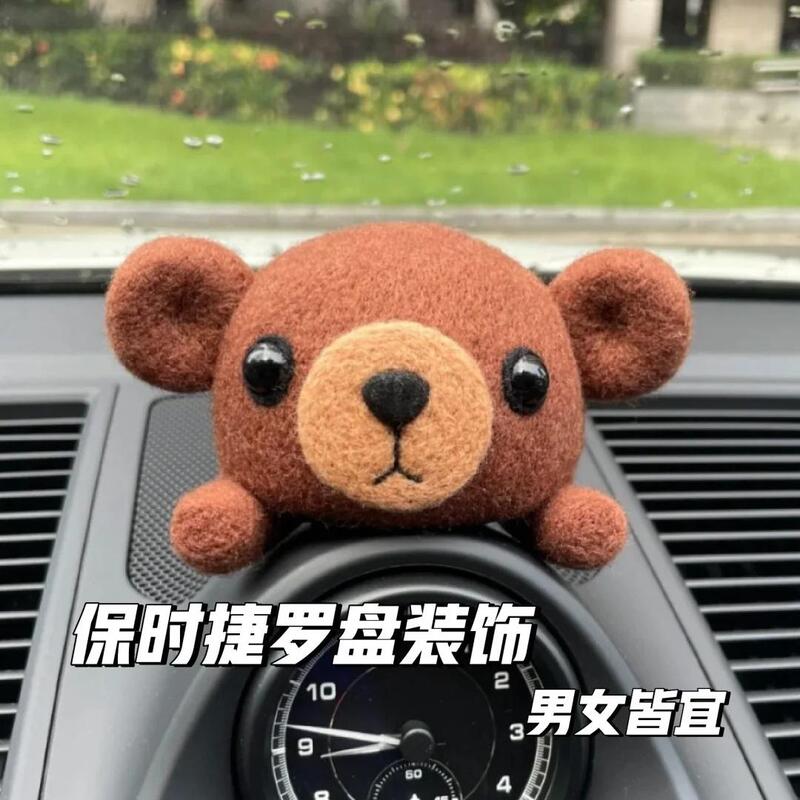 Porsche Macan Panamera Wool Felt Clock Compass Dashboard Bear Ornament Cayenne Decorative Gift