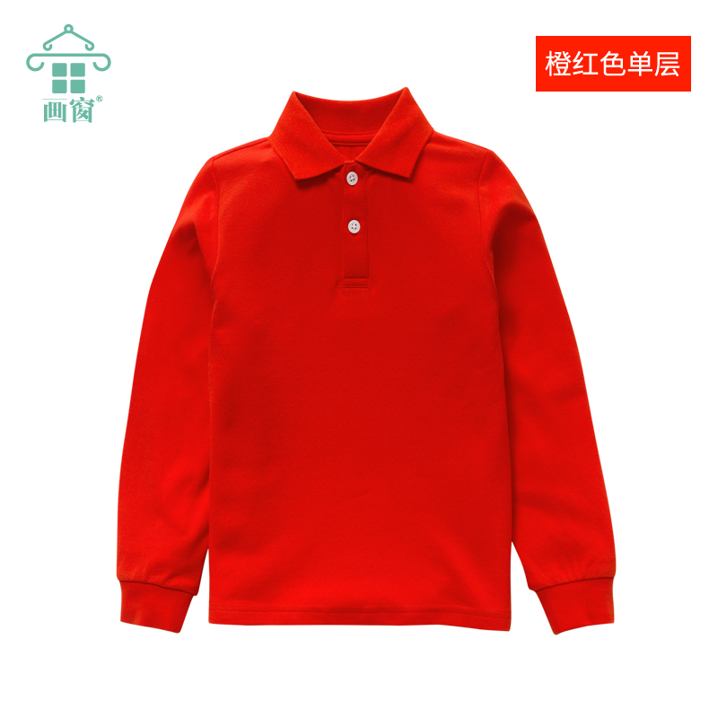 Trẻ em của chàng trai mặc màu trắng dài tay lớp áo POLO sinh viên váy cô gái lapcollar T-shirt vào mùa xuân đầu bông con lớn và mùa thu.