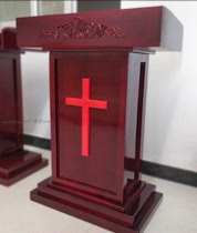 Solid wood podium church pastor wedding platform teacher podium table cross extra large speech hosting podium table