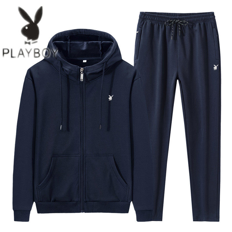Flower Playboy pure cotton sports suit Men's youth Spring and autumn money Lianhood sportswear student gushed casual two pieces