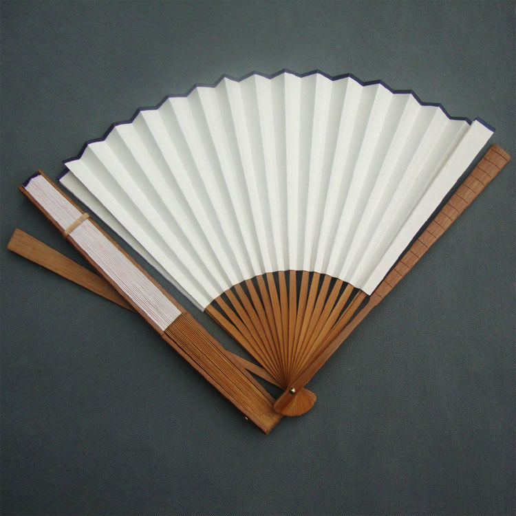 Chinese style blank fan craft fan Painting fan 9 inch bamboo joint rice paper calligraphy and painting antique folding fan 20 square